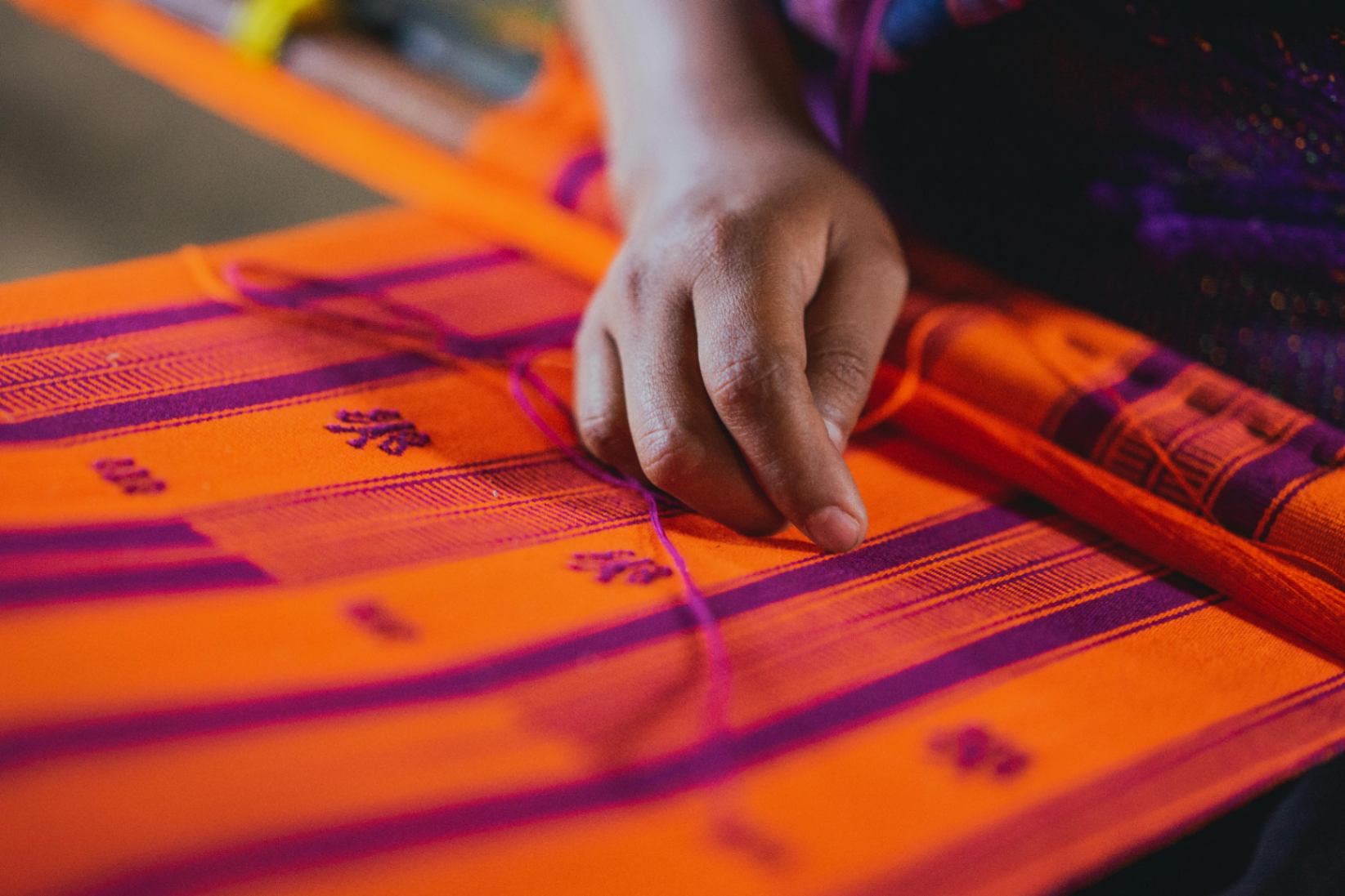 A woman weaving